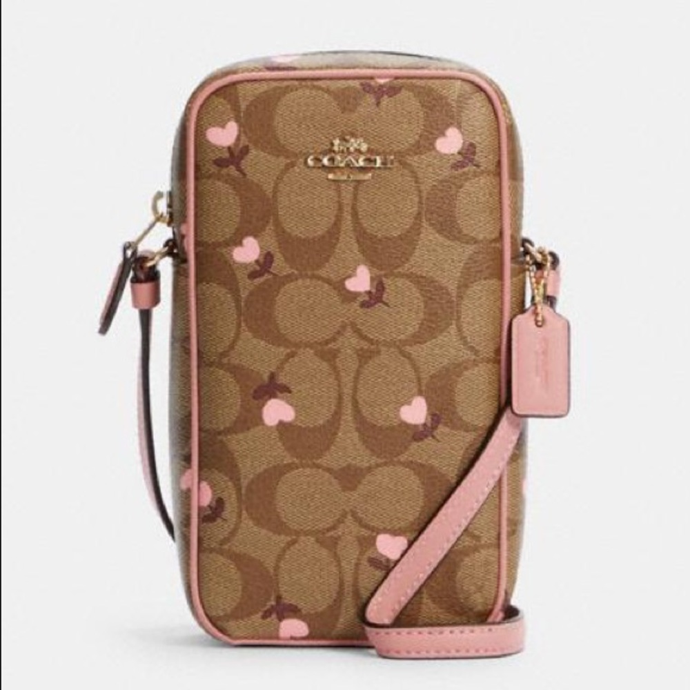 Coach NWT North South Crossbody Purse Heart Floral